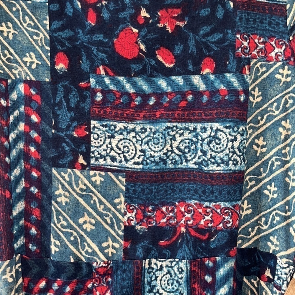 Lauren Ralph Lauren short sleeve patchwork cotton dress faux leather trim/tie XL - Picture 4 of 10